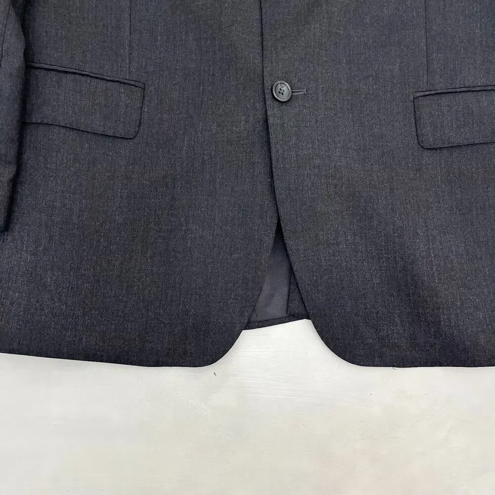 Joseph & Feiss Gold‎ Mens 44R Blazer Jacket Black Charcoal Wool Long Sleeve